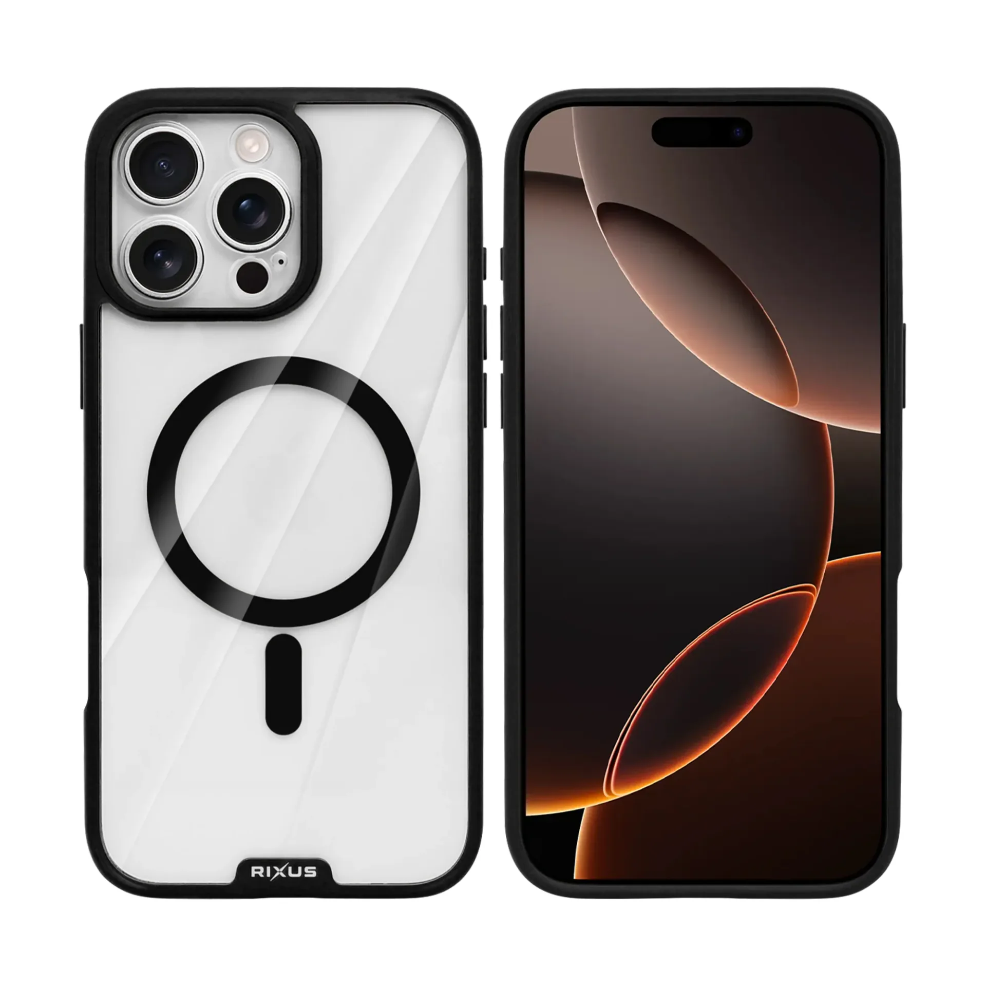 Rixus Crystal Amber Case For Apple iPhone 16 Pro Max Black