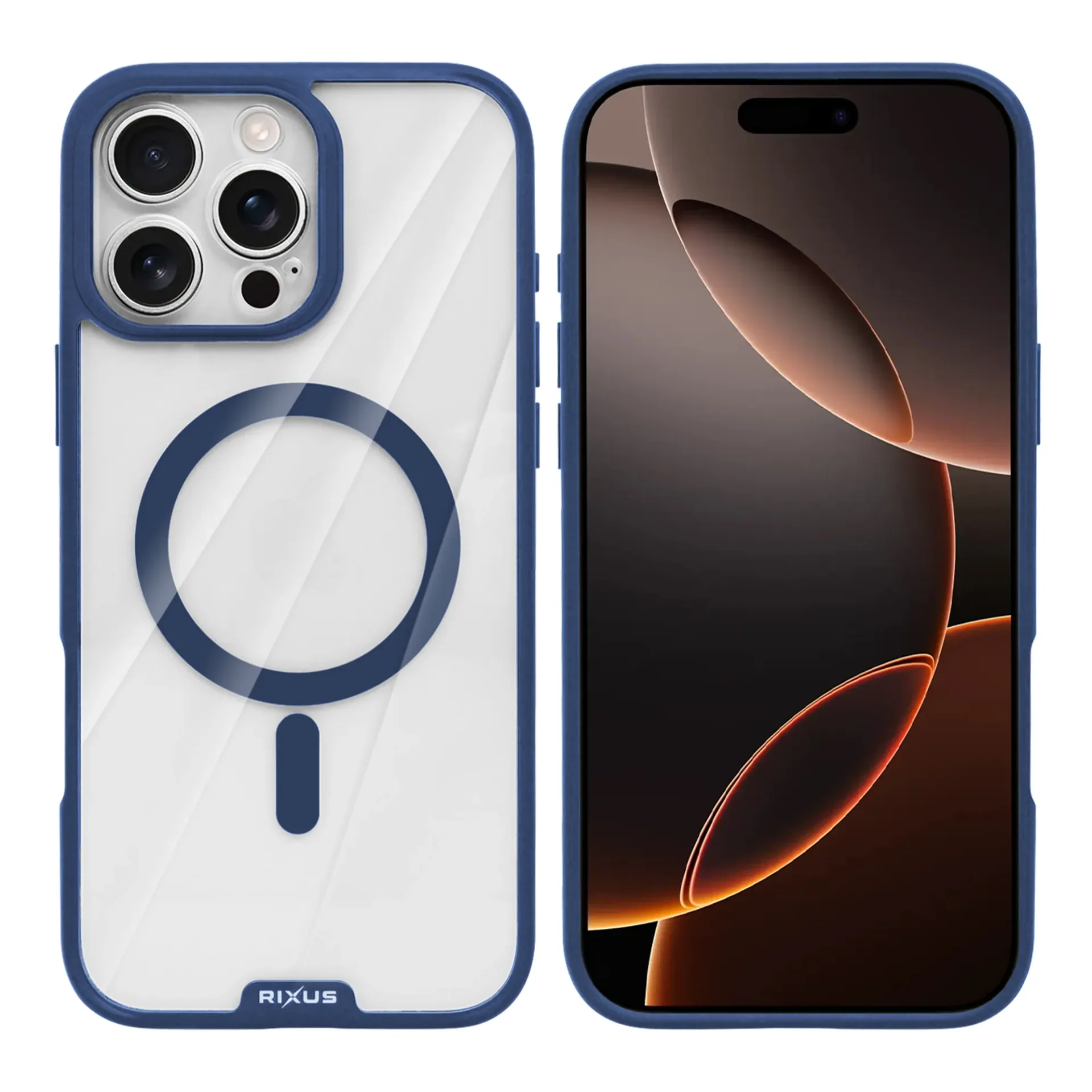 Rixus Crystal Amber Case For Apple iPhone 16 Pro Max Blue