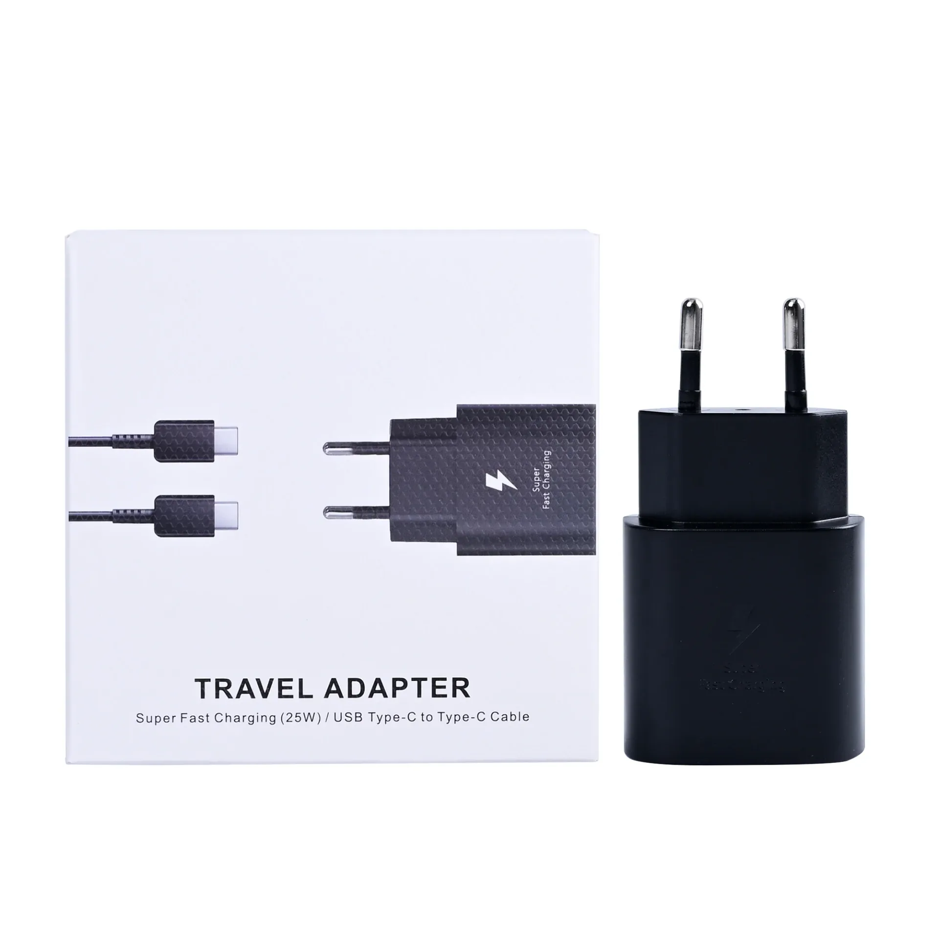 Fast Charger Travel Adapter With USB-C Cable 100cm 25W Black Retail Box