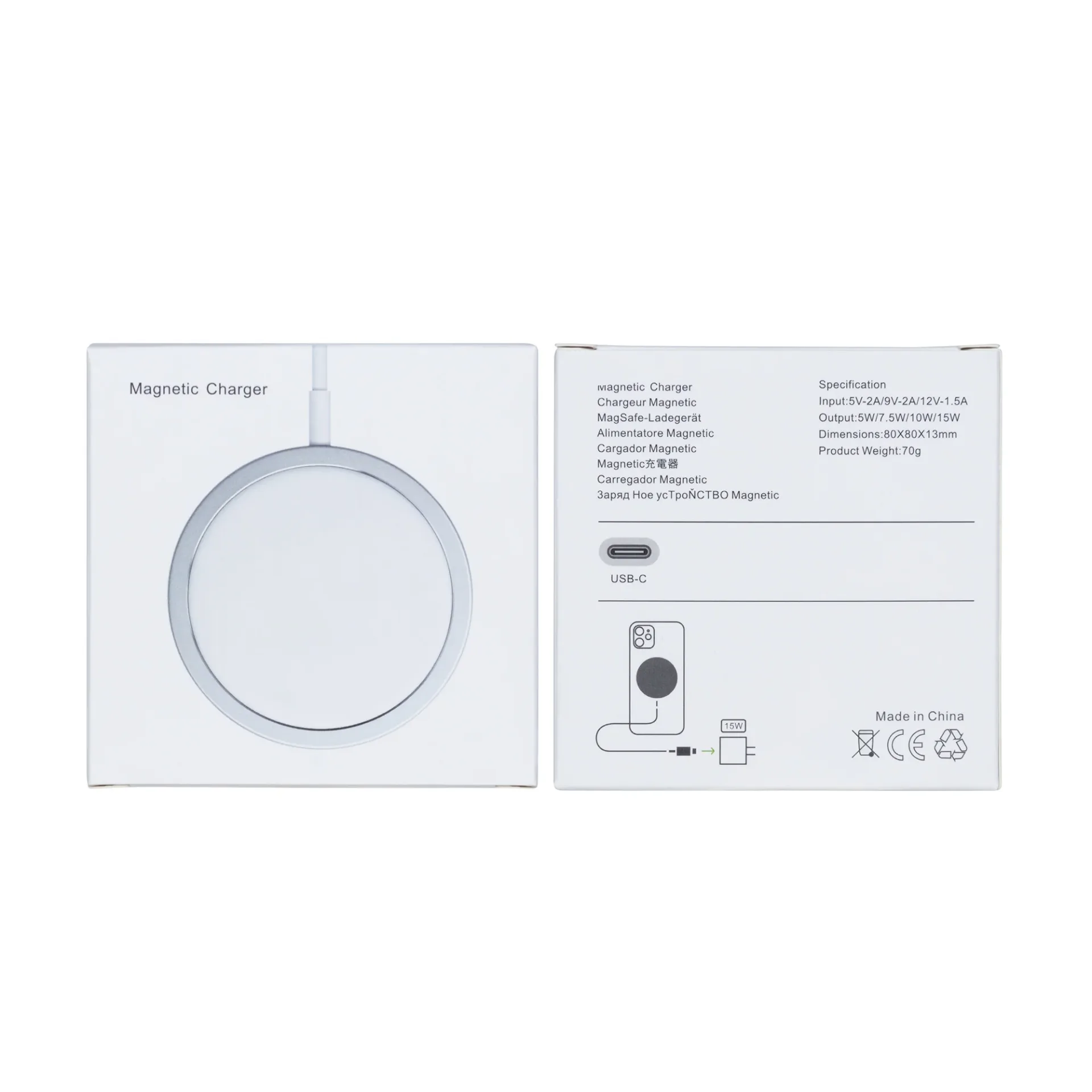 For Apple iPhone 12 To 15 Series Safe Magnetic Fast Wireless Charger 15W White Retail Box