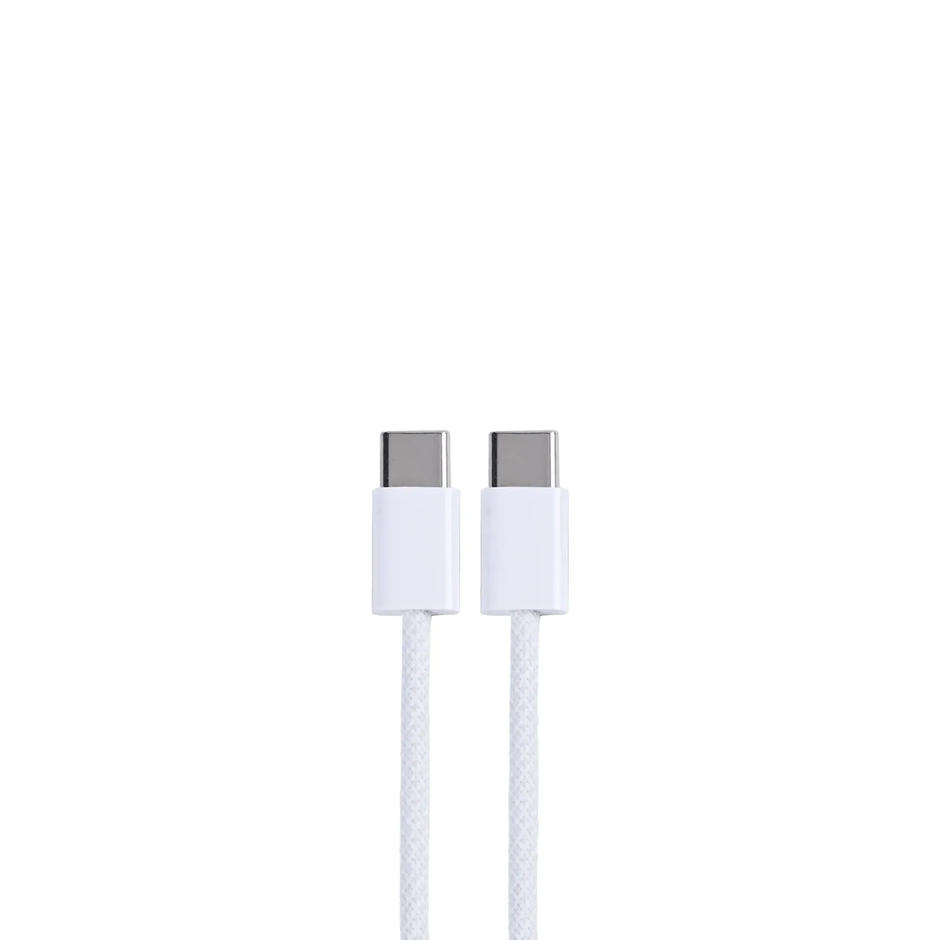 For Apple iPhone 15, 16, 17 Series USB-C To USB-C Woven Cable 100cm 60W White Bulk