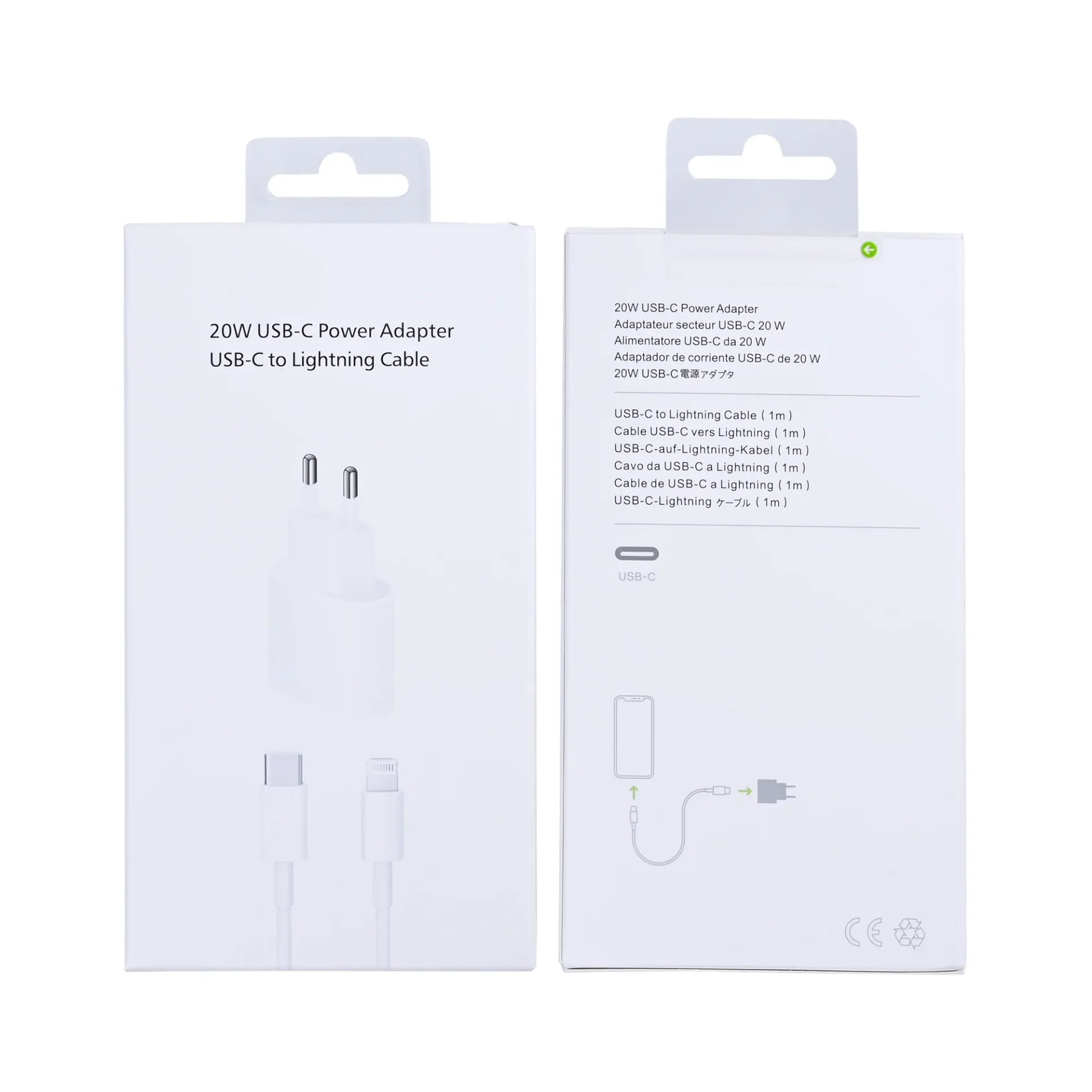 For Apple USB-C Charger 20W With Lightning Cable 100cm White Retail Box