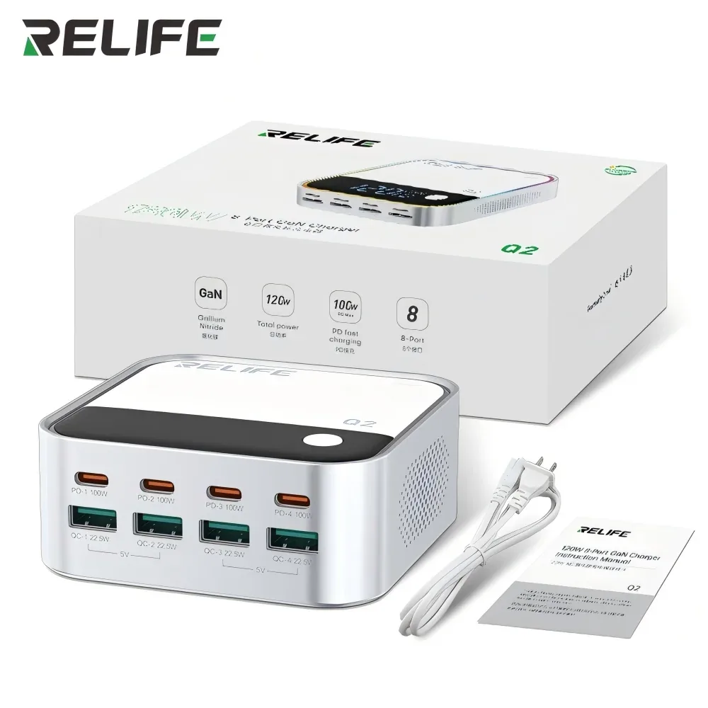 RELIFE Q2 8-Port GaN Charger 120W Grey