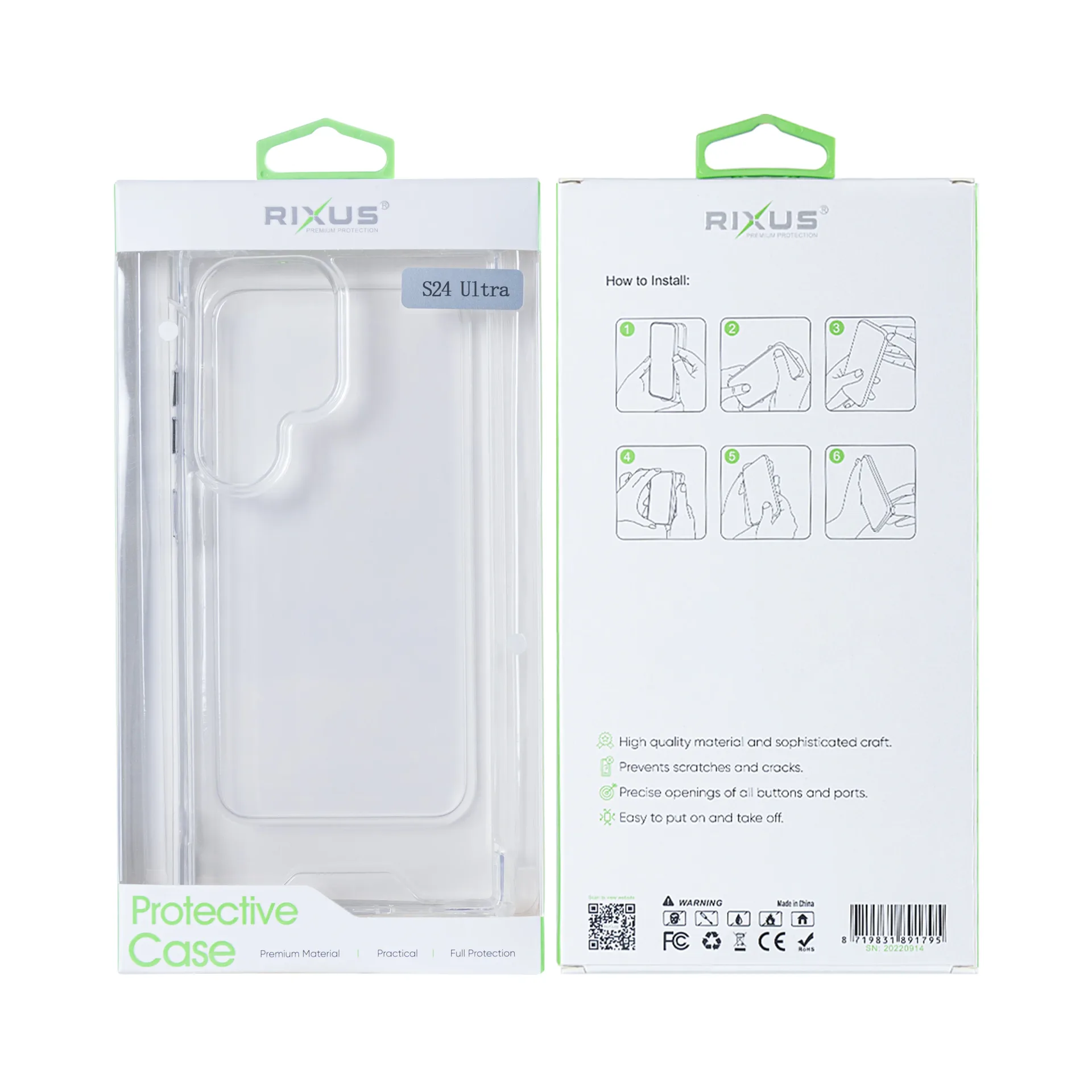 Rixus Anti Shock Case TPU For Samsung Galaxy S24 Ultra 5G Transparent