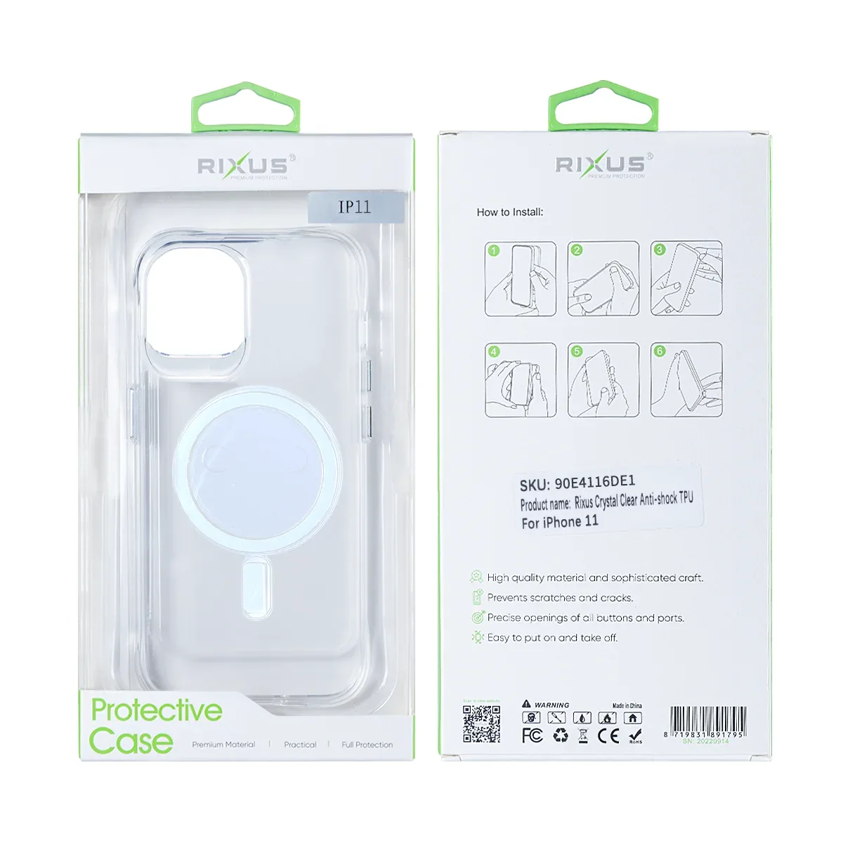 Rixus Anti Shock Case TPU With MagSafe Compatible For Apple iPhone 11 Transparent