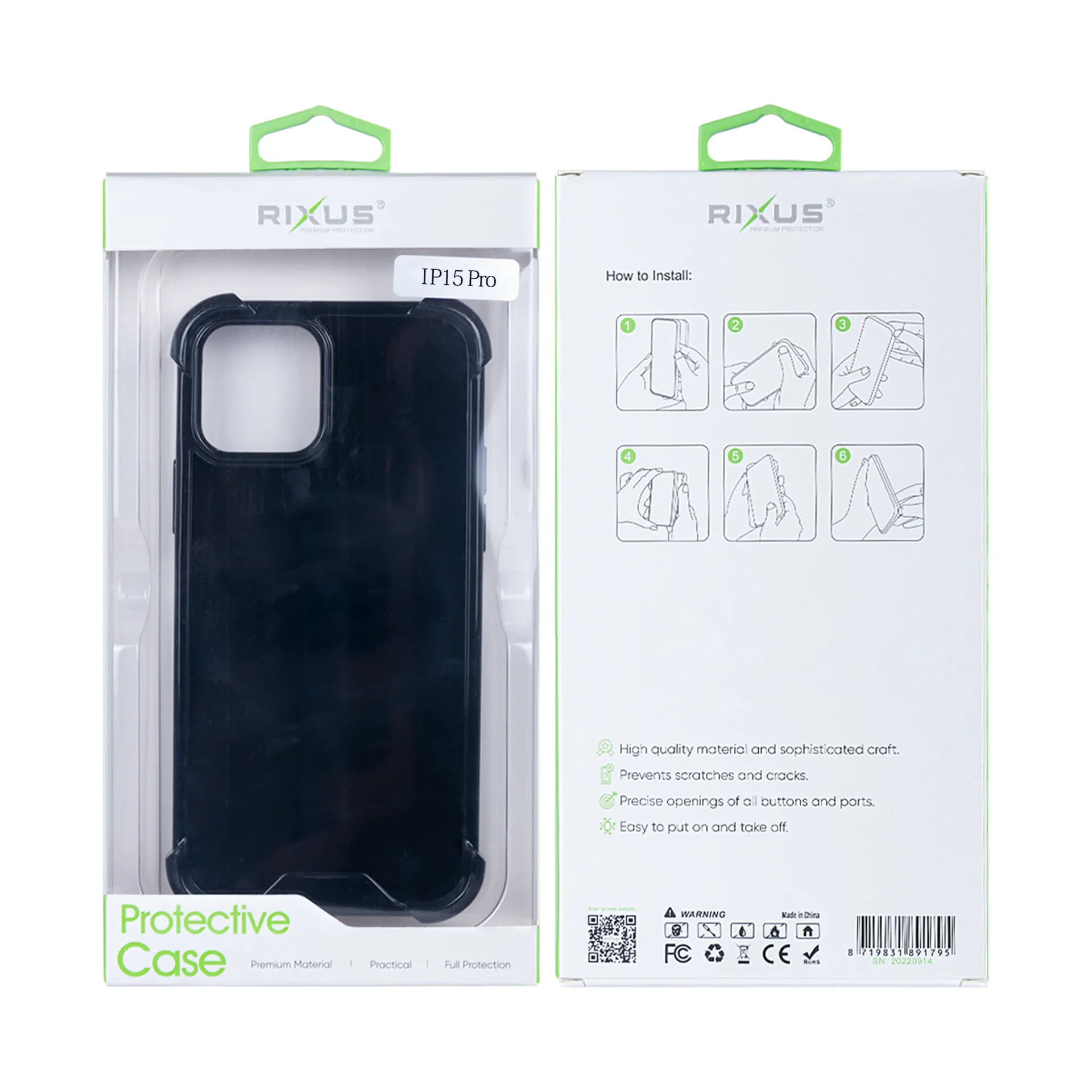 Rixus Anti-Burst Case For Apple iPhone 15 Pro Black