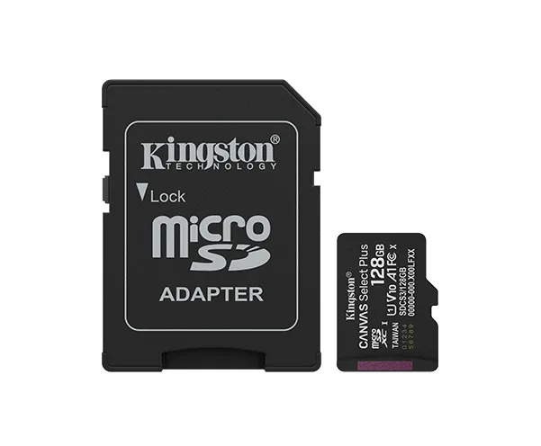 Kingston 128GB Canvas Select Plus MicroSD Memory Card 100R A1 C10 Card With Adapter Black