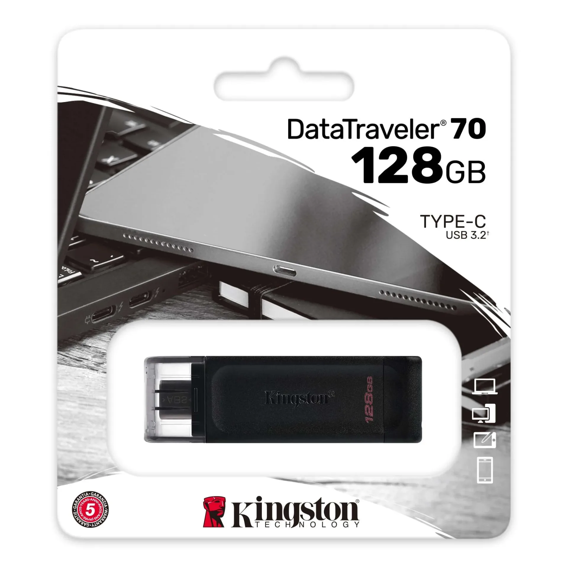 Kingston 128GB DataTraveler 70 USB-C 3.2 Gen 1 Flash Drive Black