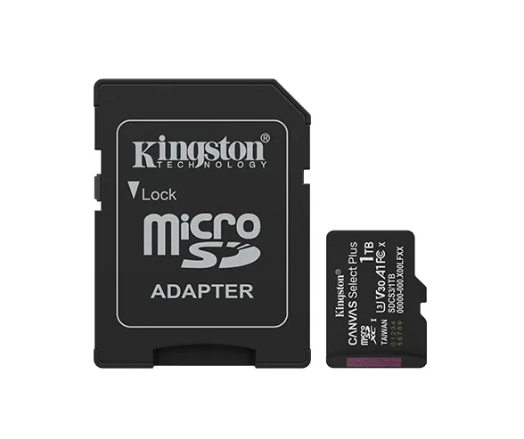 Kingston 1TB Canvas Select Plus MicroSD Memory Card 100R A1 C10 Card With Adapter Black
