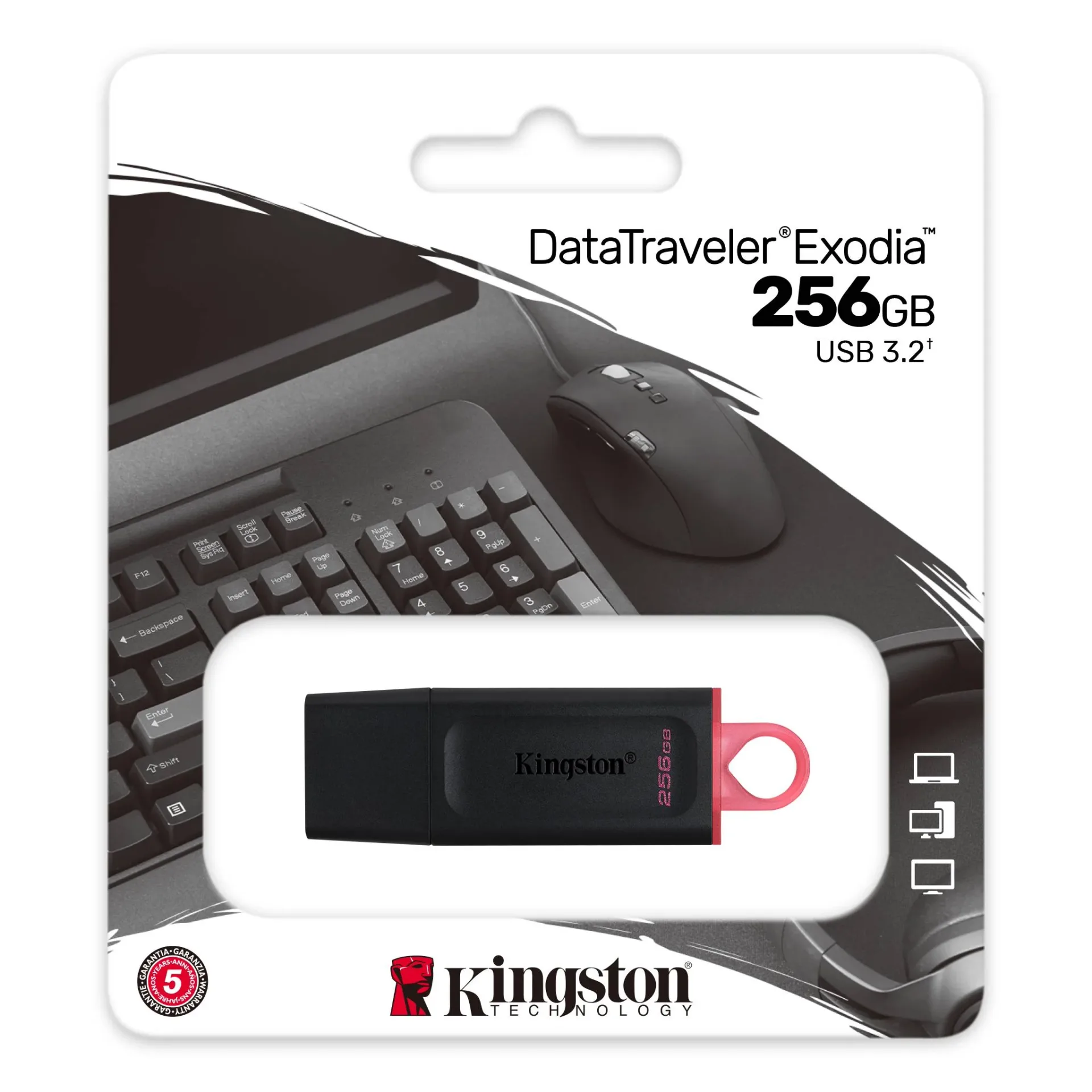 Kingston 256GB DataTraveler Exodia USB3.2 Gen 1 Flash Drive Black And Red