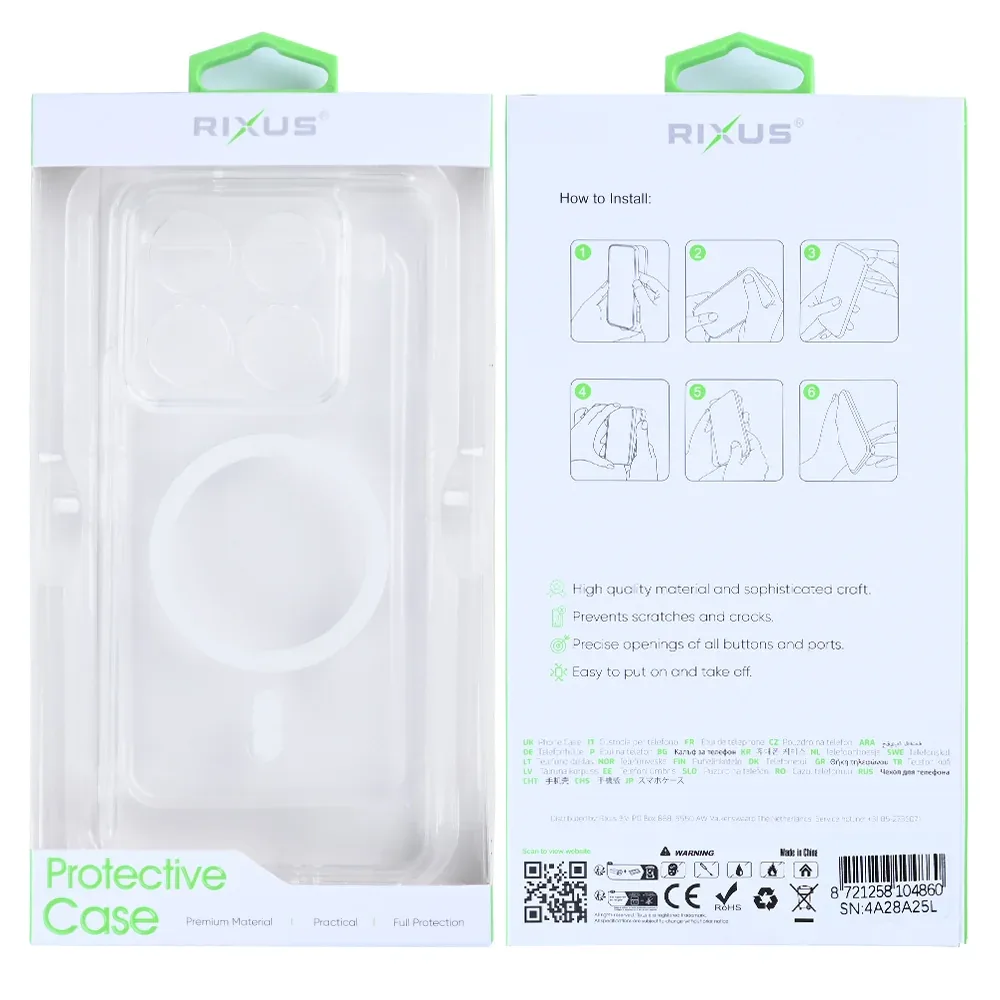 Rixus Anti-Burst Case With MagSafe Compatible For Xiaomi 15 Pro, 15S Pro Transparent