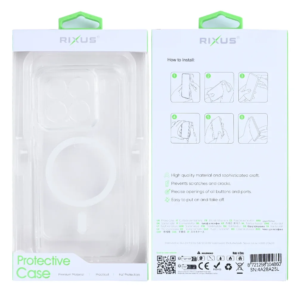 Rixus Anti-Burst Case With MagSafe Compatible For Xiaomi 15 Transparent