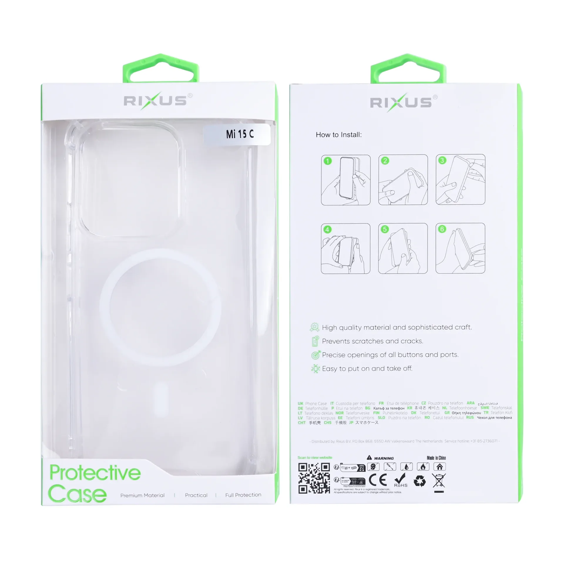 Rixus Anti-Burst Case With MagSafe Compatible For Xiaomi Redmi 15C Transparent
