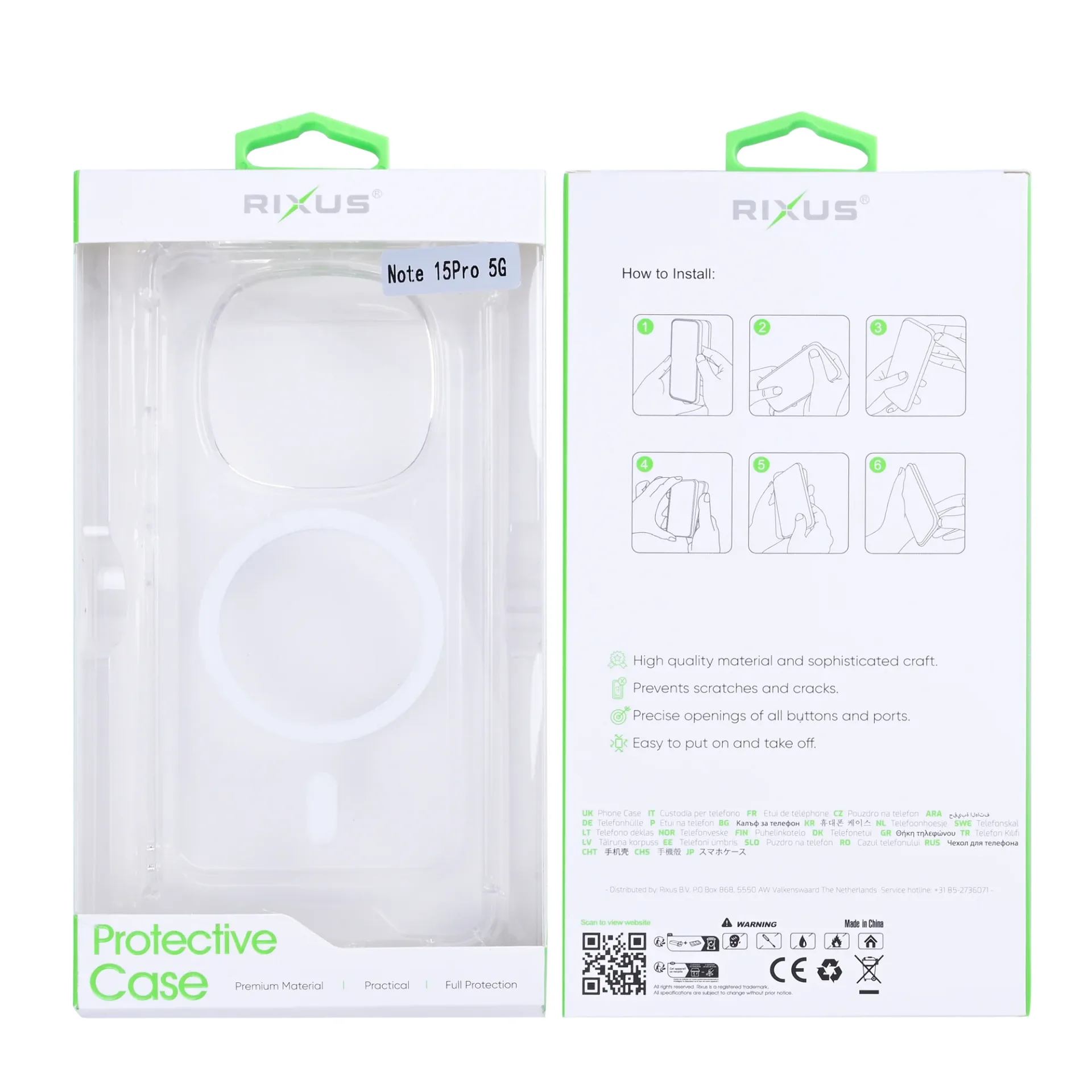 Rixus Anti-Burst Case With MagSafe Compatible For Xiaomi Redmi Note 15 Pro 5G Transparent