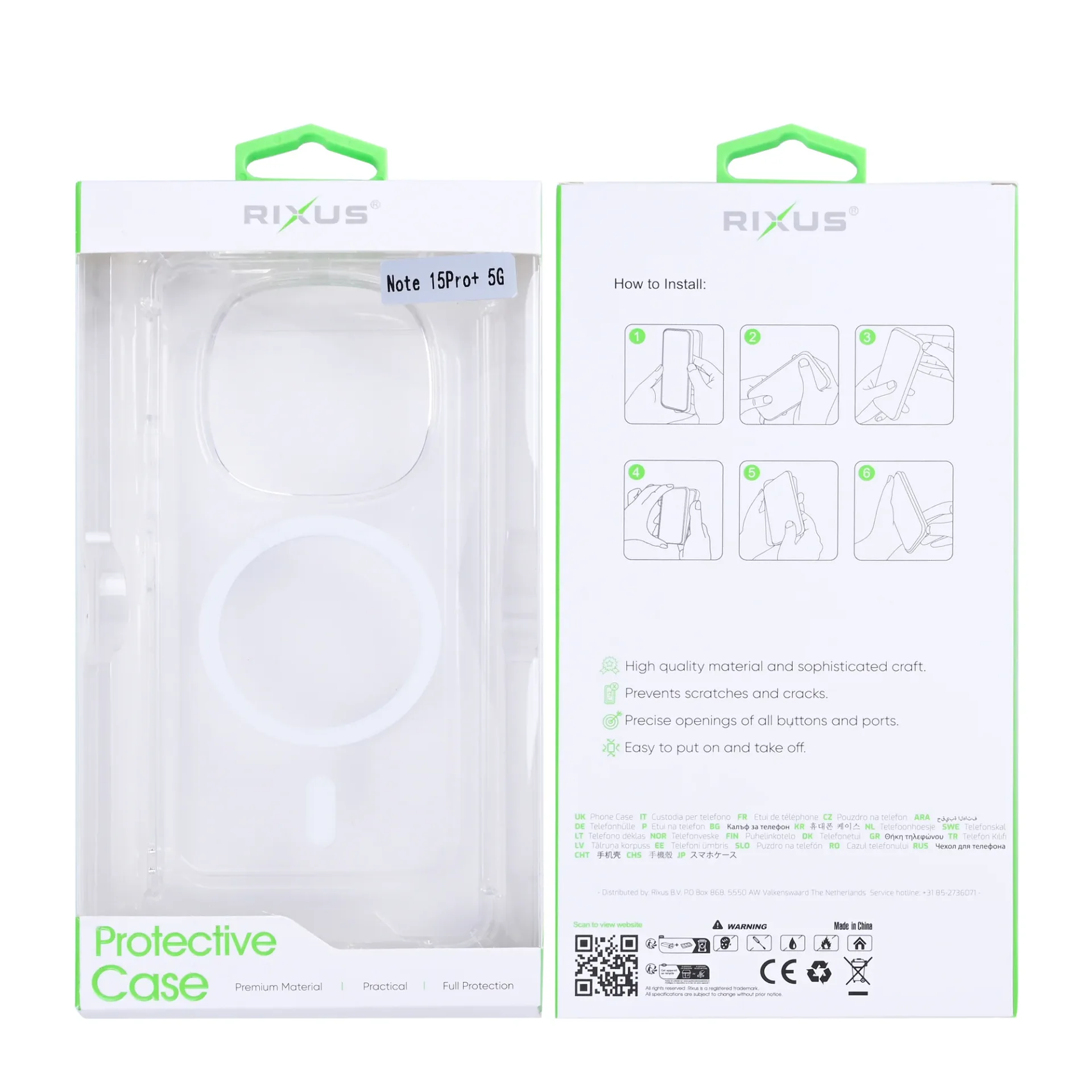 Rixus Anti-Burst Case With MagSafe Compatible For Xiaomi Redmi Note 15 Pro Plus Transparent