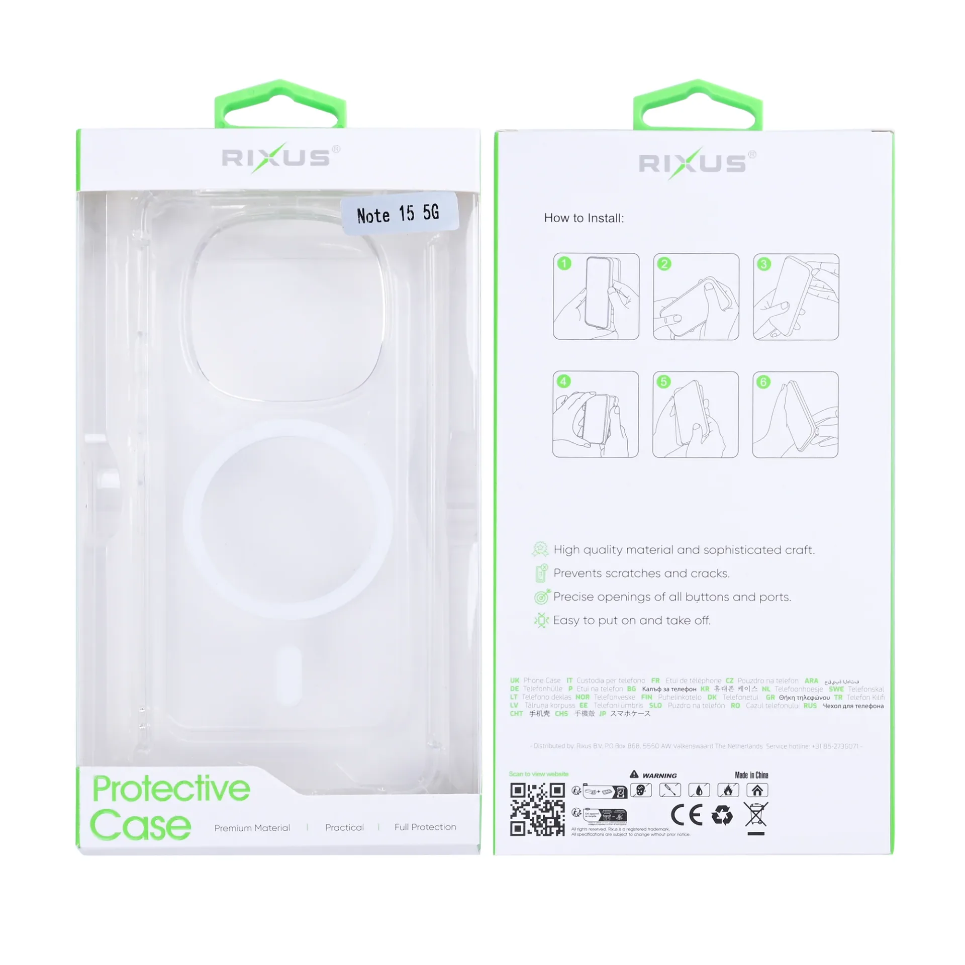 Rixus Anti-Burst Case With MagSafe Compatible For Xiaomi Redmi Note 15 Transparent