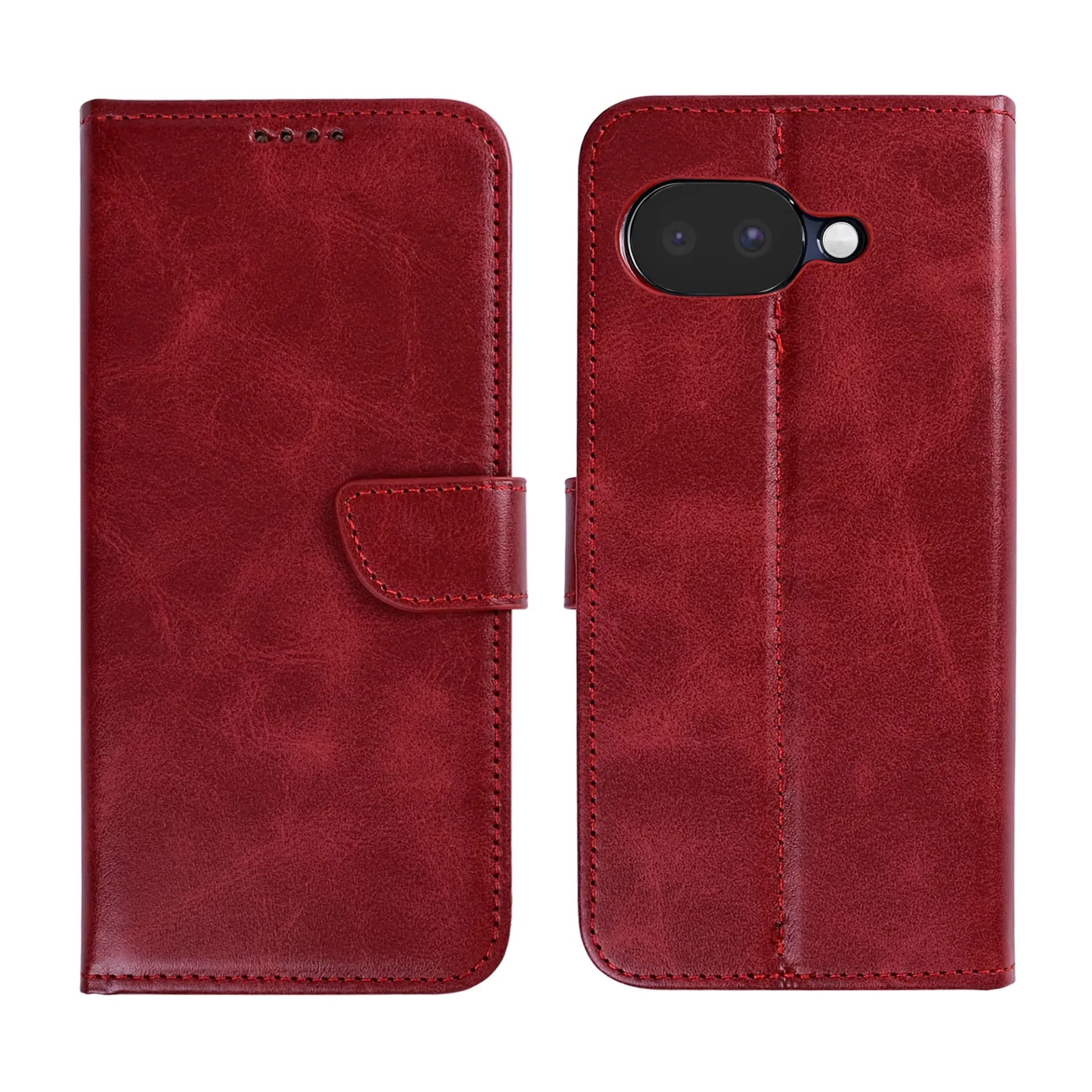 Rixus Bookcase For Google Pixel 10a Dark Red