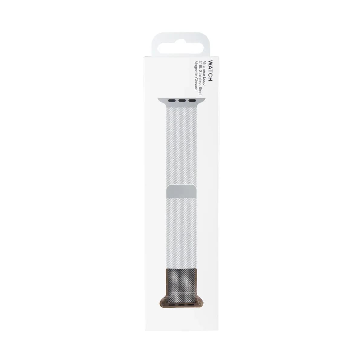 Milanese Loop Band For Apple Watch 42mm, 44mm, 45mm, 49mm Silver Retail Box