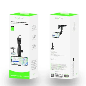 Rixus RXHW65 360° Rear View Mirror Phone Holder Mount Black - Image 4