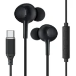 Rixus RXHD56C USB C Wired Earbud Type Headphone With Microphone Black