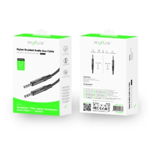 Rixus RXMU35 3.5mm AUX To 3.5mm AUX Braided Audio Cable 120CM Black - Image 3