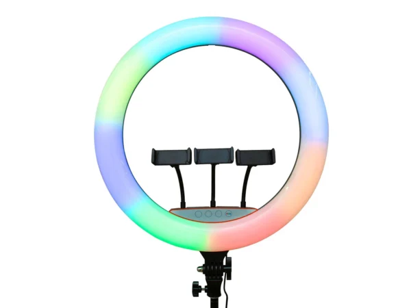 2C5C988B52_A_ec97a1a9-5266-4139-8337-7c2825393caa Rixus RXLG32 Selfie Ring Light And Holder Stick RGBW 22 inch