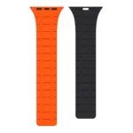 Rixus For Apple Watch 42mm, 44mm, 45mm, 49mm Silicone Band With Magnetic Orange + Midnight