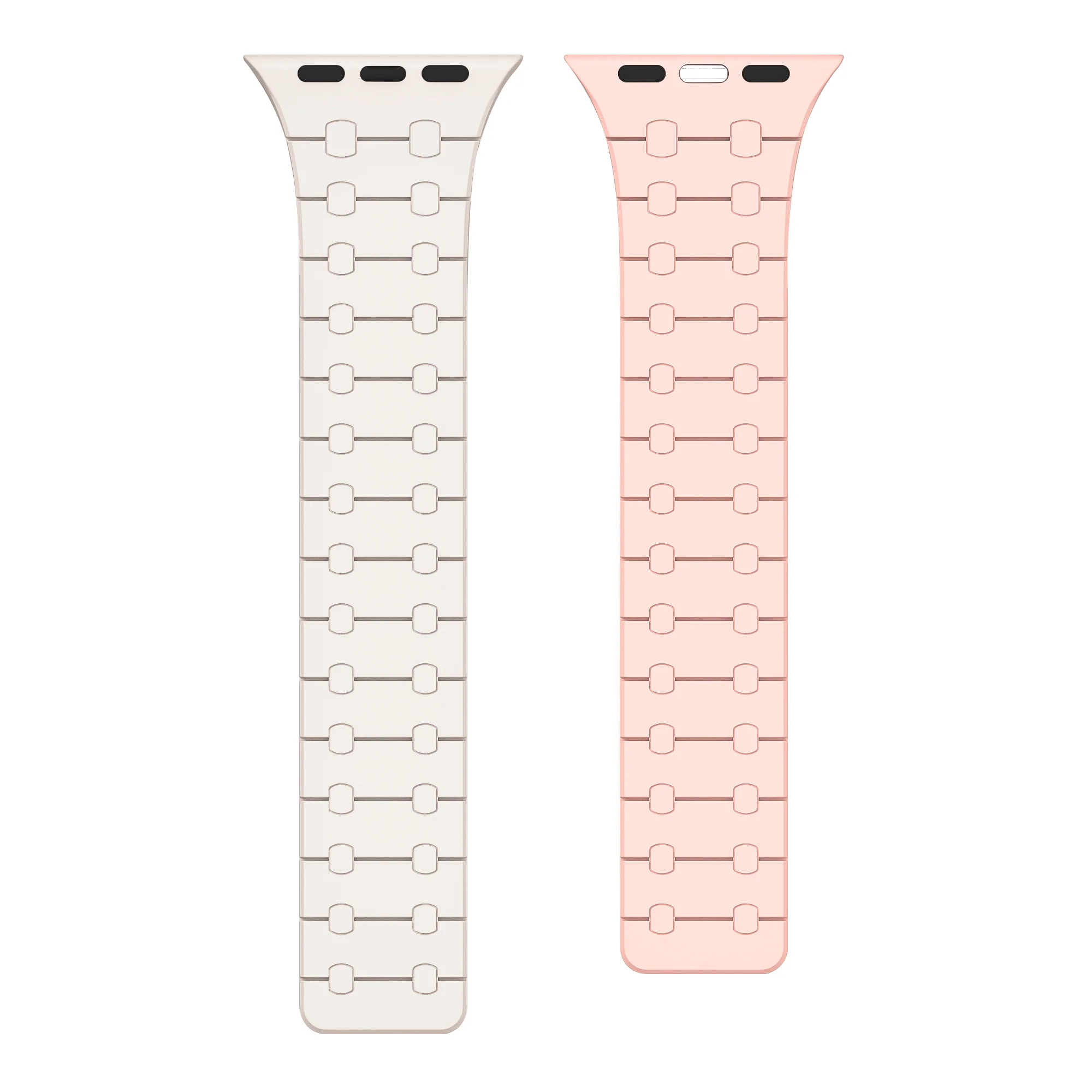 Rixus For Apple Watch 42mm, 44mm, 45mm, 49mm Silicone Band With Magnetic White + Pink