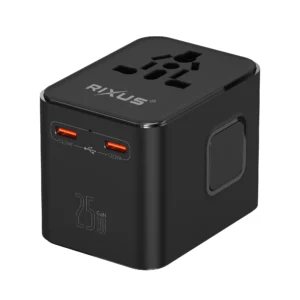 Rixus RX3425 World Travel Adapter 25 Watt With 3 USB Ports Black - Image 2
