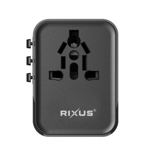Rixus RX3425 World Travel Adapter 25 Watt With 3 USB Ports Black - Image 3