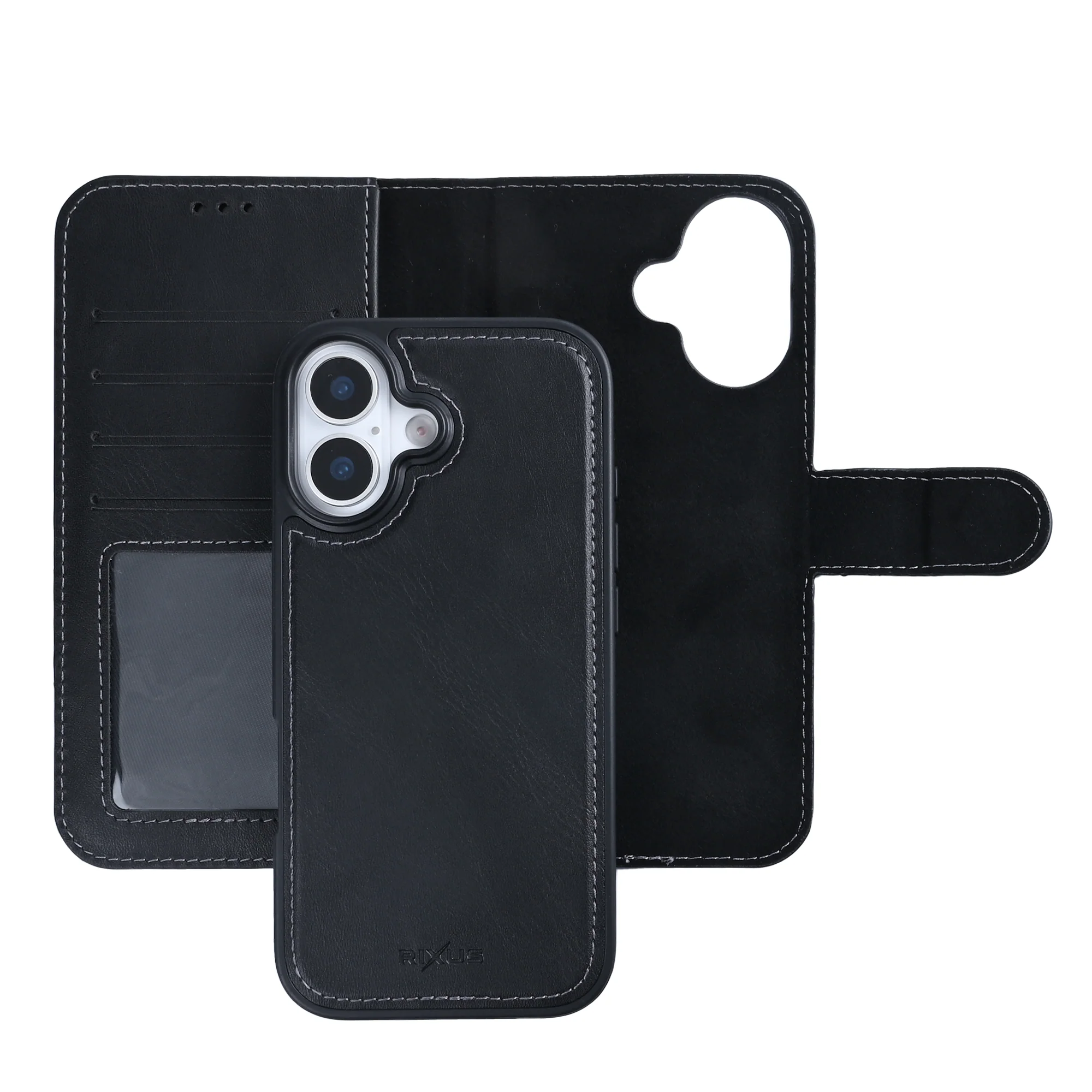 Rixus Duo Magnetic Detachable Wallet For iPhone 17 Black