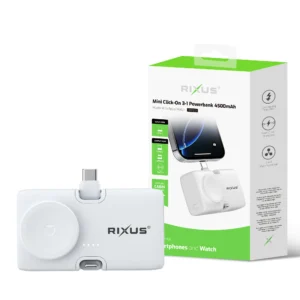 Rixus RXPB13 Mini Click-On 3 In 1 Powerbank 4500mAh White - Image 4
