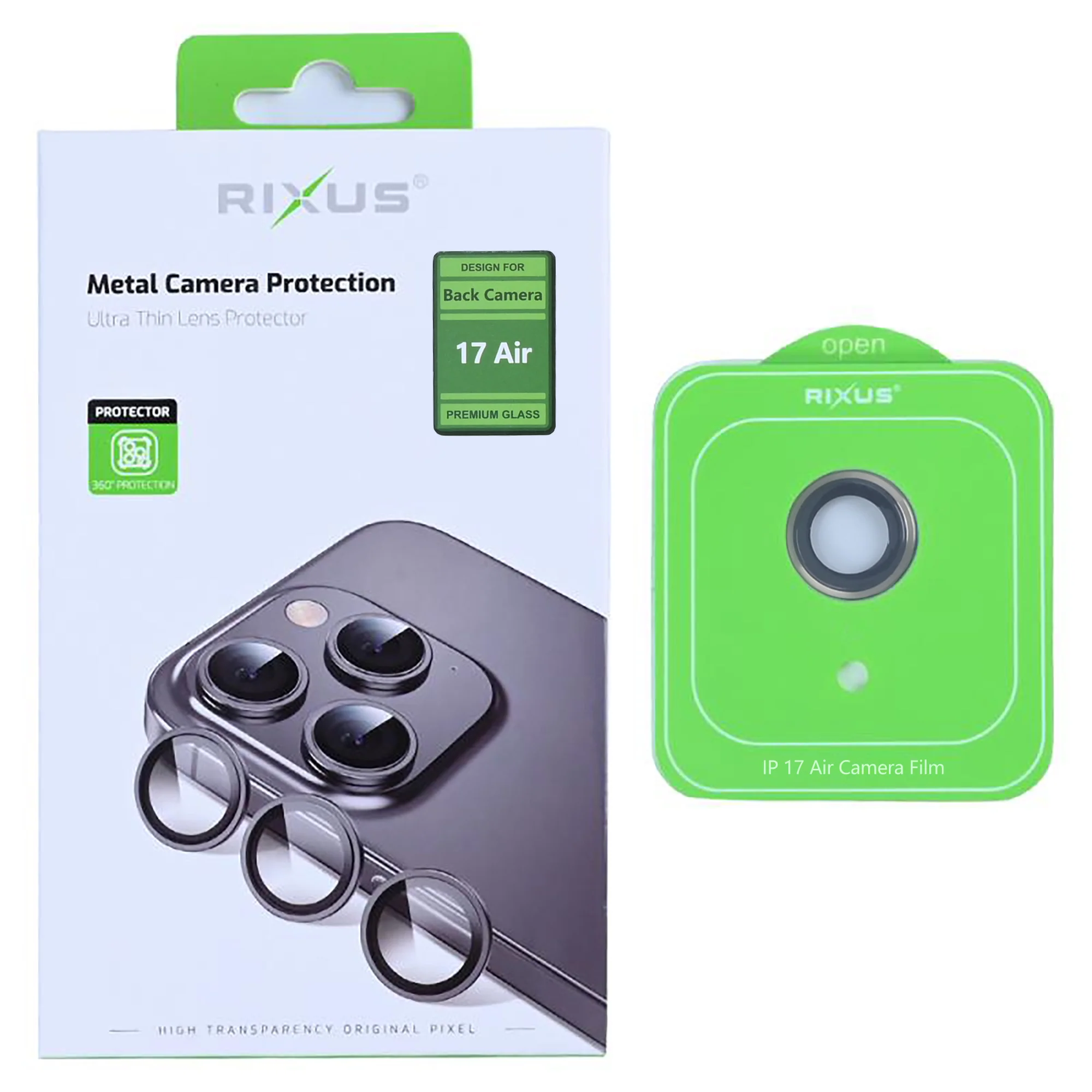 Rixus Metal Shield Camera Tempered Glass For iPhone 17 Air Gold