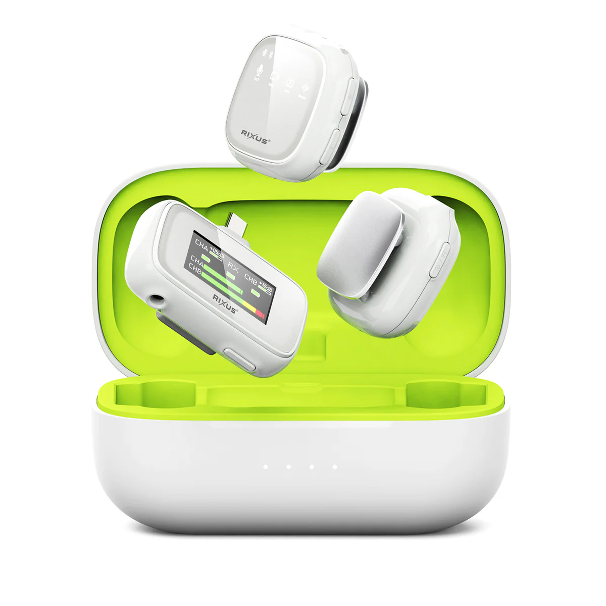 Rixus RXMIC01 Wireless Microphone For Live Stream, TikTok, Vlog White