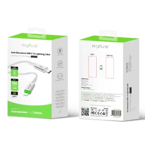 Rixus RXUC21L Auto Disconnect USB-C To Lightning Cable White - Image 4