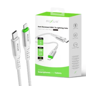 Rixus RXUC21L Auto Disconnect USB-C To Lightning Cable White - Image 5