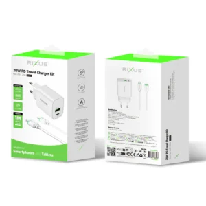 Rixus RX90L Adapter With USB-C To Lighting Cable 100CM 20W White - Image 4