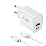 Rixus RX90CC Adapter With USB-C To USB-C Cable 100CM 20W White