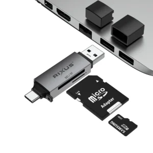 Rixus RXCR02 4-1 USB 3.0, USB-C To SD/TF Card Reader Space Gray - Image 2