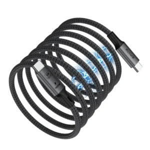 Rixus RXUC03 Magnetic USB-C 4.0 To USB-C Cable Easy Roll Up 150CM 100W Space Gray - Image 4