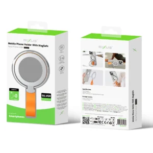 Rixus RXPH20SO Mobile Phone Holder With MagSafe Silver + Orange - Image 3