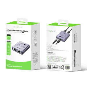 Rixus RXEA03 3-Ports Ethernet Switch Adapter Gray - Image 4