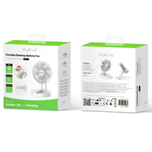 Rixus RXBF03 Portable Desktop Battery Fan White - Image 5