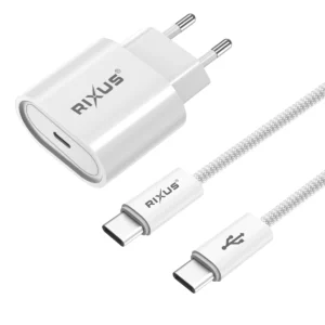 Rixus RXHC30C Fast Charger USB-C To USB-C Cable 180CM 30W White - Image 3
