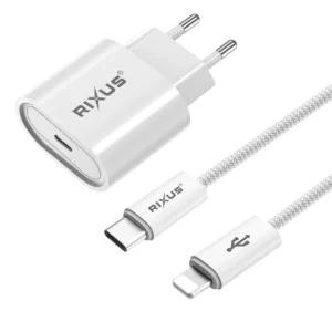 Rixus RXHC20L Fast Charger USB-C To Lightning Cable 180CM 20W White - Image 4
