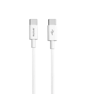 Rixus RXUC15C USB-C to USB-C Nylon Braided Cable 100CM White - Image 6