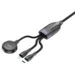 Rixus RXUC31 3 in 1 Watch And Phone Charger Cable 120CM Black