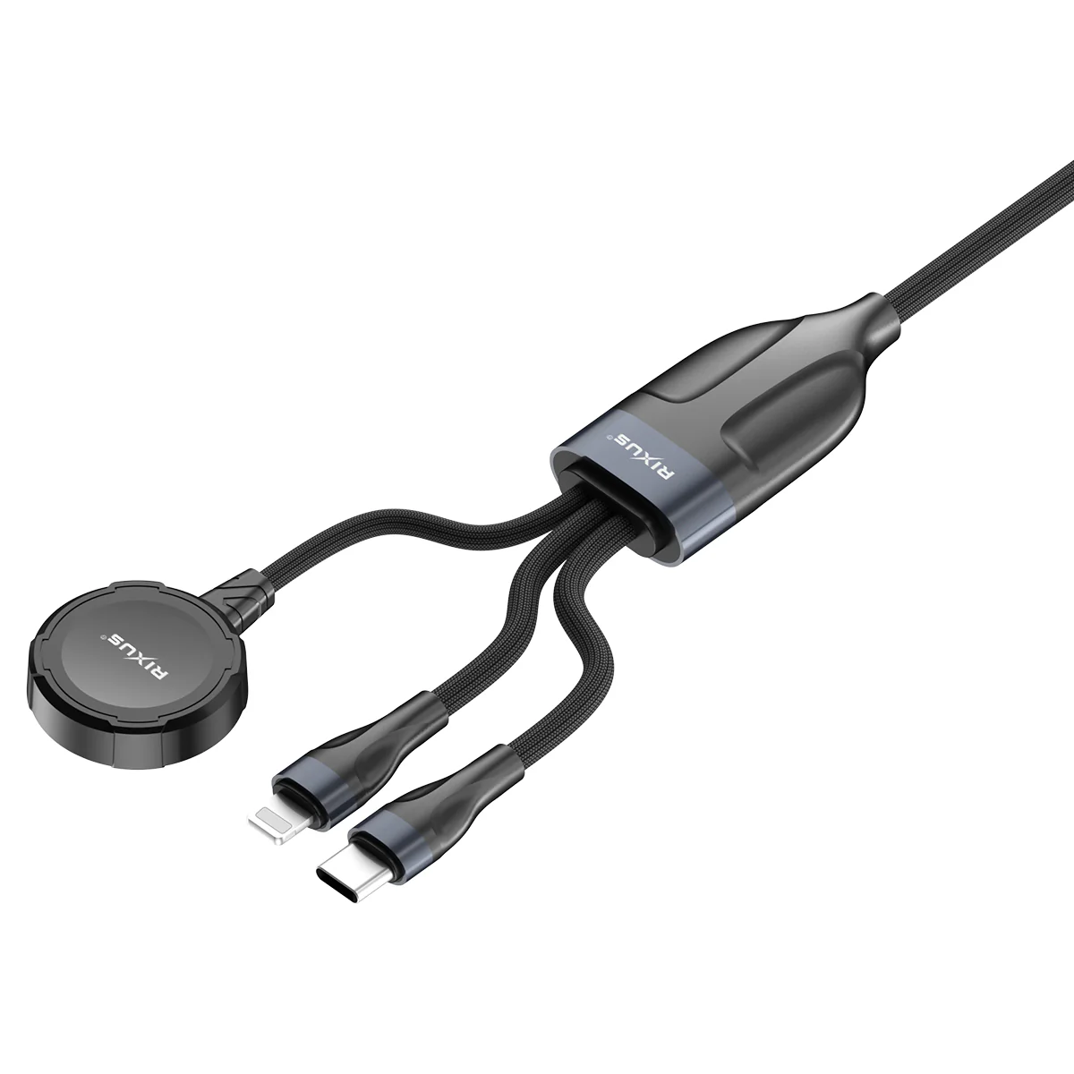 Rixus RXUC31 3 in 1 Watch And Phone Charger Cable 120CM Black