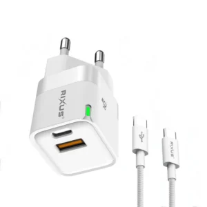 Rixus RXHC11 25W Wall Charger Kit With USB C to USB C Cable