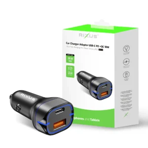 Rixus RXCC13 USB-C PD+QC3.0 Car Charger 38W Black - Image 5